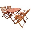 Foldable Patio Dining Set, 4 Folding Chairs & 1 Dining Table, Indoor and outdoor universal,Teak - 3 of 4