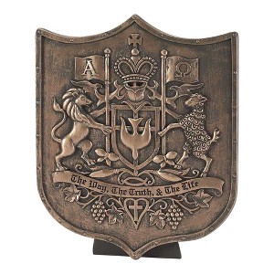 Dicksons Christian Coat of Arms Antiqued Bronze 6 x 7 Resin Table Top Sign Plaque Decoration - 1 of 1