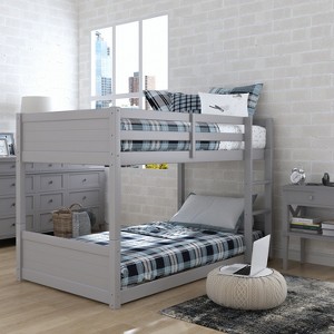 Twin Over Twin Capri Wood Floor Kids' Bunk Bed Gray - Hillsdale Furniture - 1 of 4