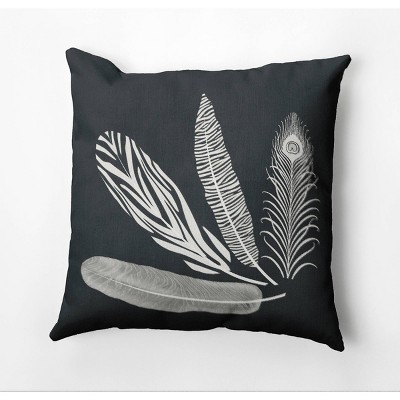 18"x18" Feather Family Square Throw Pillow Black - e by design