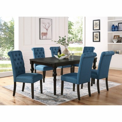 NicBex Dining Room Table Set for 6 Morden Dining Table Set with Wooden Tabletop and 6 Upholstered Chairs for Dining Room