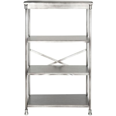 Transitional 3-Tier Dark Silver Iron & Wooden Etagere