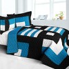Slickblue Handmade Full/Queen Quilt Set, Vermicelli Quilting, Quilt & 2 Shams, 5 Geometric Patchwork, 3-Piece - 2 of 4