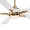 Casa Vieja 52" Vegas Nights Modern Indoor Ceiling Fan 5 Blade LED Light Remote Control Soft Brass Finish White Wood Blades Bedroom Living Room Kitchen - 3 of 4