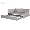 Full Size Upholstered L-Shaped Daybed with Twin Pop-Up Trundle and USB Ports, Square-Block Velvet Sofa Bed Frame, Beige/Gray - ModernLuxe - 4 of 4