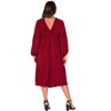 24seven Comfort Apparel Shimmer Pleated V Neck Empire Waist Bishop Sleeve Midi Dress - 3 of 4