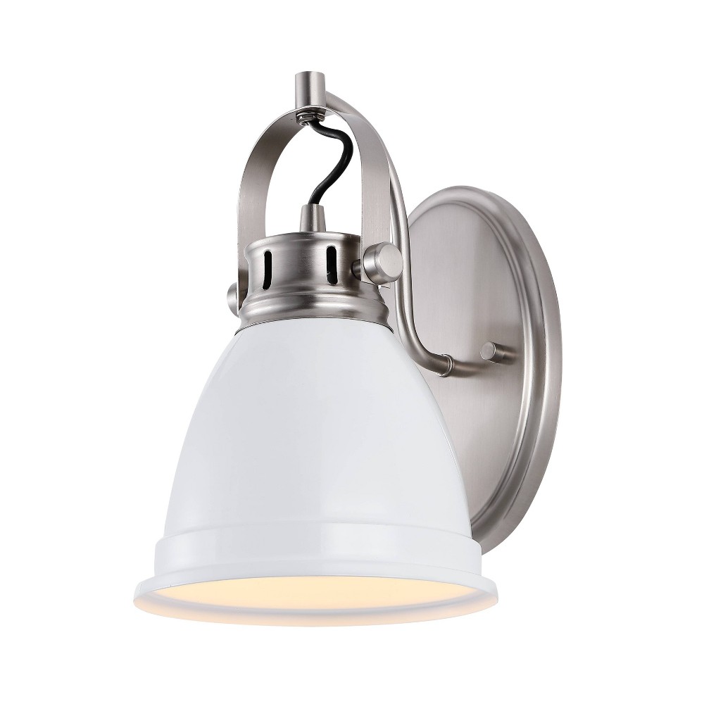 7" 1-Light Phineas Farmhouse Bohemian Iron LED Vanity White/Nickel - JONATHAN Y: Bathroom Wall Sconce, Mount Light