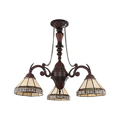 Chloe Lighting Belle Mission Tiffany-Style Blackish Bronze 3 Light Mini Chandelier 21" Wide