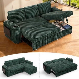 Vipbear Sleeper Sofa Bed,Convertible Sectional Sofa Couches for Living Room,Pull Out Couch Bed with Reversible Storage Chaise| Large Arm Storage - 1 of 4