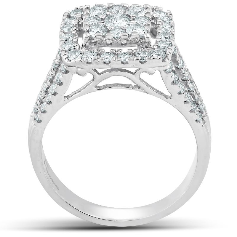 Pompeii3 1 3/8ct Square Framed Diamond Halo Engagement Ring 10k White Gold, 4 of 6