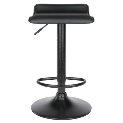 Adjustable Black Leather Swivel Bar Stool - Set of 2