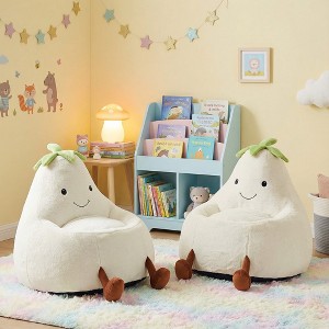 Spassway 2-Piece Cartoon Eggplant Bean Bag Chairs with Faux Rabbit Fur Cover for Kid Memory Foam Bean Bag Sofa Reading Seats for Playroom Living Room - 1 of 4