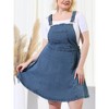 Agnes Orinda Women's Plus Size Denim Side Button Adjustable Strap Overall Jumpers - 2 of 4