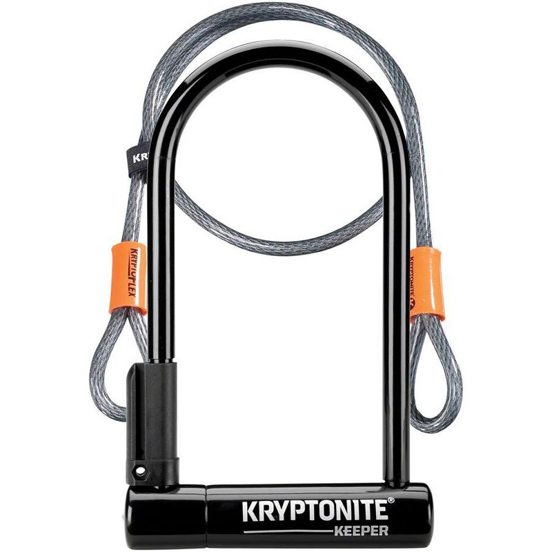Kryptonite Keeper U-Lock 4 x 8" Keyed Black Includes 4' Cable and Bracket, 1 of 6