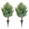 Set of 2 Artificial Cypress Shrub Ball Trees with Ground Spikes for Front Porch Garden Indoor Outdoor - 2 of 4
