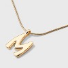 Round Snake Chain "M" Initial Necklace- A New Day™ Gold - 4 of 4