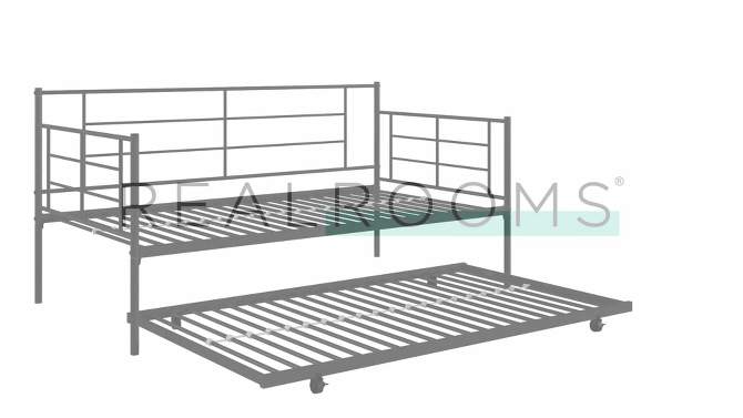 RealRooms Praxis Metal Daybed with Trundle, Full/Twin Size, White, 2 of 11, play video