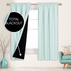 Deconovo ModernLuxury BlackOut RodCurtains For LivingRoom or BedRoom，Easy Clean,2Panels - 1 of 4