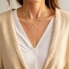 Turandoss Dainty Layered Choker Necklace, Handmade Plated Y Pendant Multilayer Bar Disc Necklace Adjustable Layering Choker for Women - 3 of 4
