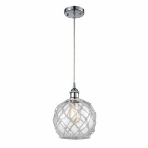 Farmhouse Rope - 1 Light Cord Hung Mini Pendant In Industrial Style-10 Inches Tall and 8 Inches Wide - 1 of 1