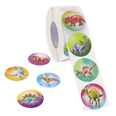 Blue Panda 1000-Piece Dinosaur Self Adhesive Round Stickers Roll 1.5 in for Kids Party Favors