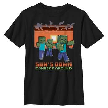 Boy's Minecraft Sun's Down Zombies Around T-Shirt