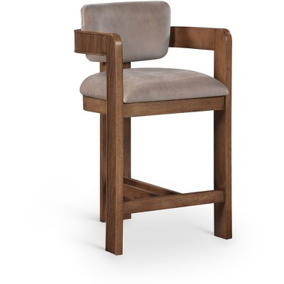Meridian Furniture,Sacha Taupe Velvet Stool