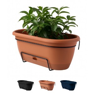 Bloem Lucca 18" Self-Watering Resin Balcony Box Planter with Metal Hanging Bracket - 1 of 4