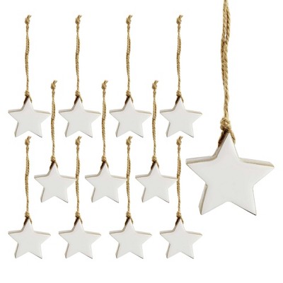 AuldHome Design Enamel Christmas Ornaments 12pk; Rustic Farmhouse Wood Tree Decorations, Retro Vintage Style