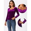 Allegra K Women's Velvet Sweetheart Neck Elegant Long Sleeves Blouses - 2 of 4
