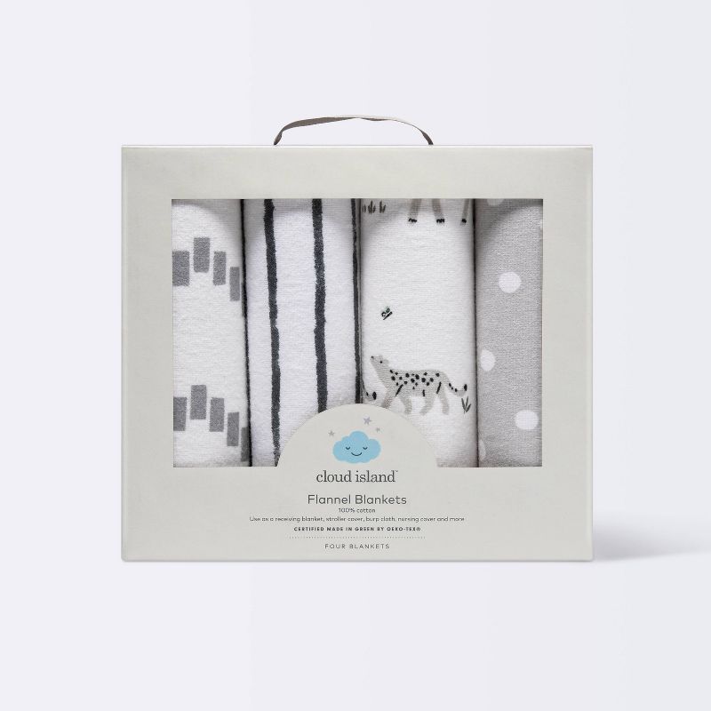 Flannel Baby Blanket - Cloud Island&#8482; Two by Two Animals - 4pk, 4 of 5