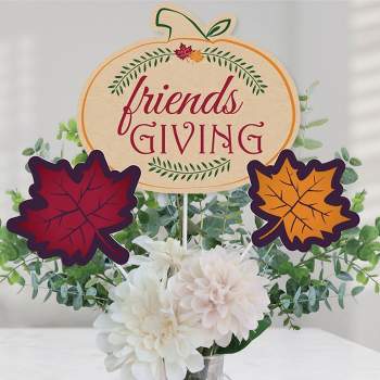 Big Dot of Happiness Friends Thanksgiving Feast - Friendsgiving Party Centerpiece Sticks - Table Toppers - Set of 15