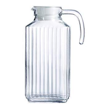 JCPKitchen Borosilicate Glass Pitcher with Lid and Spout - 68 Ounces Cold and Hot Water Carafe with Unique Diamond Pattern, Beverage Pitcher for