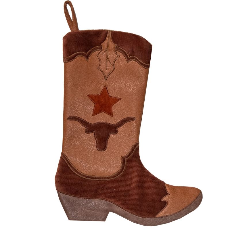Northlight 18.5-Inch Beige and Brown Corduroy Cowboy Boot Christmas Stocking, 1 of 7