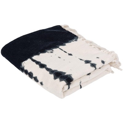 Arya Throw Blanket - Beige/Navy - 50" x 60" - Safavieh .