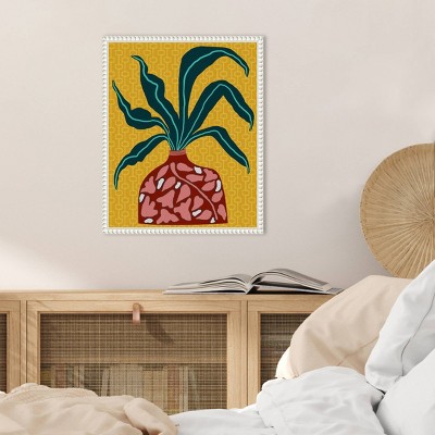 Snappy Botanical III Abstract Canvas Print with White Floater Frame