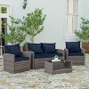 Merrick Lane 4 Piece Patio Set Contemporary Loveseat, 2 Chair and Coffee Table Set with Back Pillows and Seat Cushions - 2 of 4