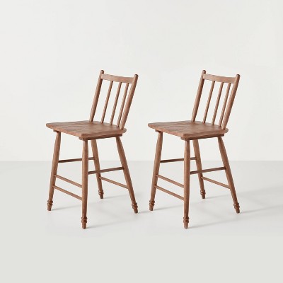 2pk Vintage Windsor Counter Stools - Aged Oak - Hearth & Hand™ with Magnolia