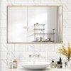 PexFix 36" x 24" Aluminum Alloy Frame Mirror for Bathroom Wall Rectangle Bathroom Vanity Mirror for Over Sink Bedroom Entryway Living Room in Gold - 4 of 4