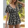 Women Casual V-Neck T-Shirts Loose Ruffle Short Sleeve Tops Tunic Blouses - 4 of 4