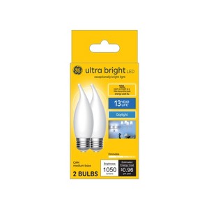 GE 2pk 100W Ultra Bright LED CAM Decorative Light Bulbs Daylight - 1 of 4