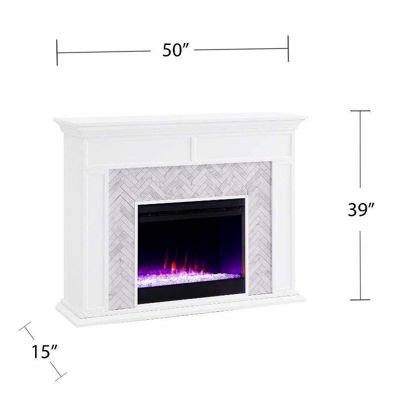 Tenmoor Marble Tiled Fireplace White - Aiden Lane, 4 of 13