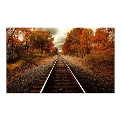Autumn Rails 62" x 27" Frameless Landscape Canvas Art