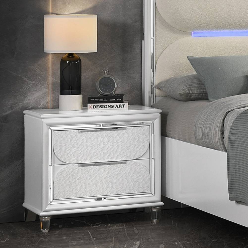 Photos - Bedroom Set 30.32" Tarian Nightstand Pearl White Finish - Acme Furniture