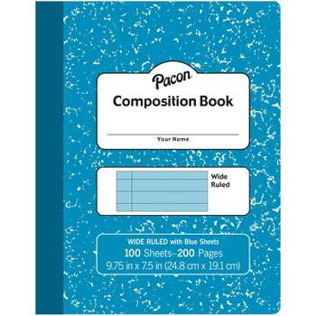 Pacon Pastel Composition Book, Blue Marble Cover, Light Blue Sheets, 3/8" Ruled, 9-3/4" x 7-1/2", 100 Sheets