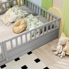 AZL1 Life Concept Beds Floor Bed Full Size with Safety Railings, High Fence, Solid Wood Childrens Bed for Bedroom, Grey, 78.19"*56.97"*21.46" - 4 of 4