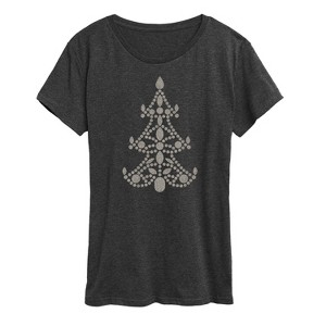 Women's - Instant Message - Christmas Jewel & Sparkle Tree Short Sleeve Graphic T-Shirt - 1 of 4