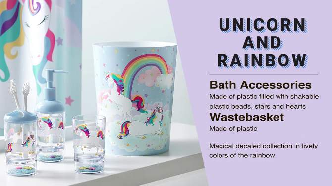 Unicorn and Rainbow Kids&#39; Wastebasket - Allure Home Creations, 2 of 10, play video