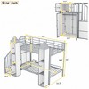 ModernLuxe Twin over Twin Metal Castle Bunk Bed with Wardrobe & Multiple Storage, No Spring Box Needed, Gray+White/Black+White - 3 of 4