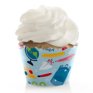 Big Dot of Happiness Back to School - First Day of School Classroom Decorations - Party Cupcake Wrappers - Set of 12 - 1 of 4